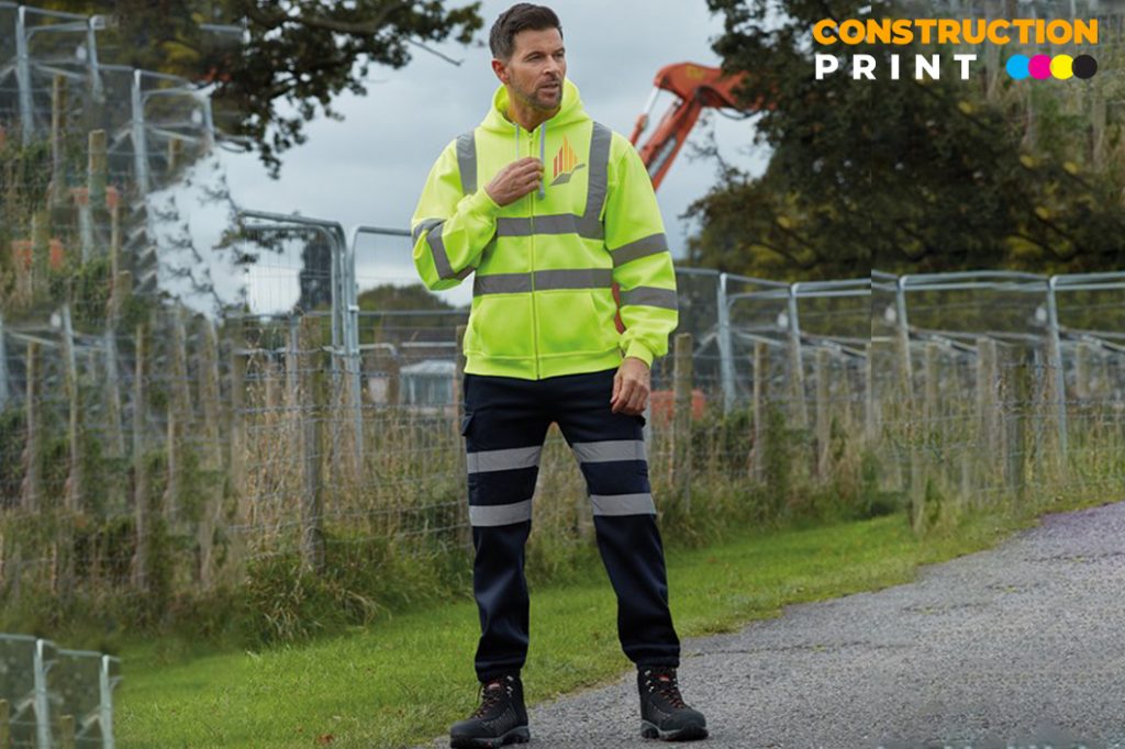 Custom Printed Hi Vis Hooded Sweatshirt 1