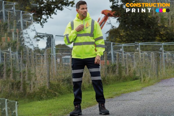 Custom Printed Hi Vis Hooded Sweatshirt - Image 3