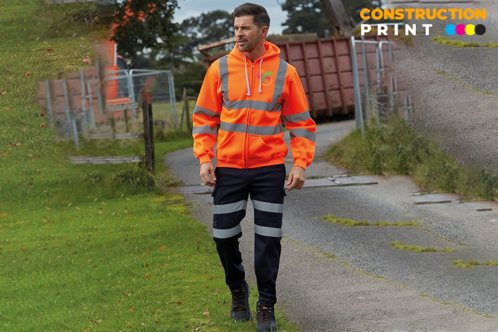 Custom Printed Hi Vis Hooded Sweatshirt 2