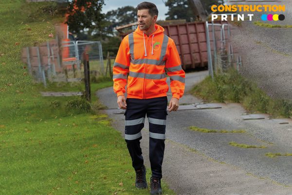 Custom Printed Hi Vis Hooded Sweatshirt - Image 2