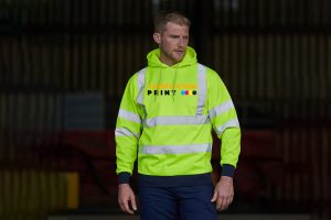 Custom Printed Hi Vis Hooded Sweatshirt