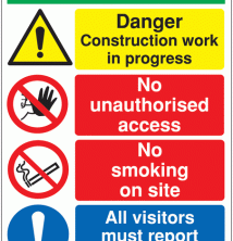 Danger Construction Work in Progress, Site Safety Signs