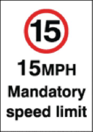 15 mph Mandatory Speed Limit Signs