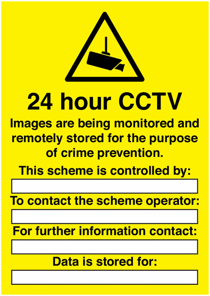 24 Hour CCTV Window Signs