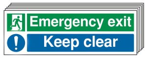 6-Pack Emergency Exit Keep Clear Multi-Message Signs