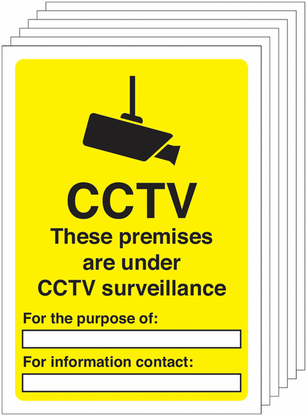 6-Pack CCTV Premises Under Surveillance Write On Signs