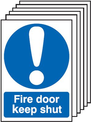 6-Pack Fire Door Keep Shut Signs – With Symbol