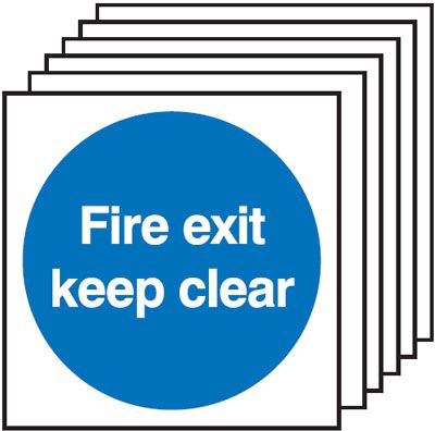6-Pack Fire Exit Keep Clear Signs