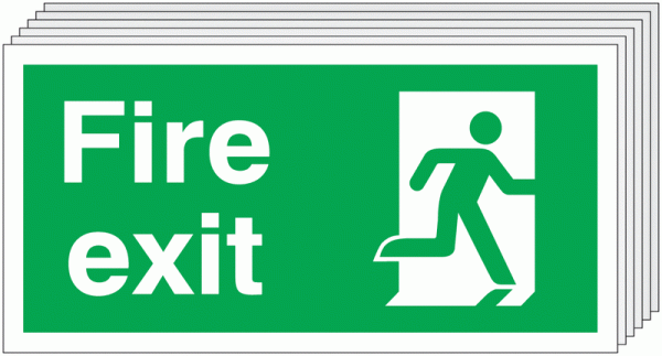 6-Pack Fire Exit Running Man Right Signs