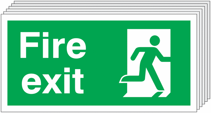 6-Pack Fire Exit Running Man Right Signs
