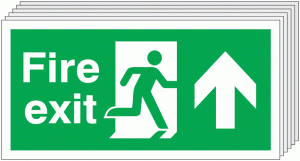 6-Pack Fire Exit Running Man & Arrow Up Signs