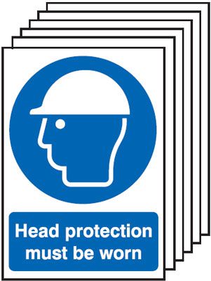 6-Pack Head Protection Must Be Worn Signs