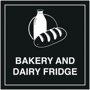 Bakery And Dairy Fridge Sign (With Symbol)