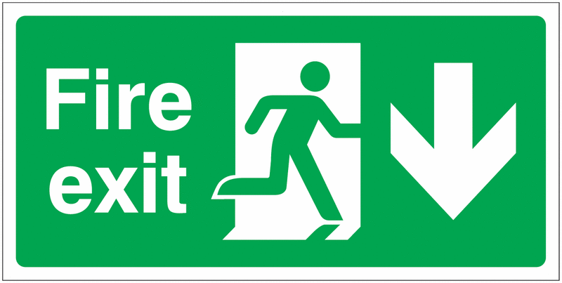 Banner Signs - Fire Exit Running Man & Arrow Down