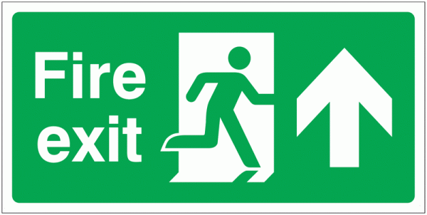 Banner Signs - Fire Exit Running Man & Arrow Up