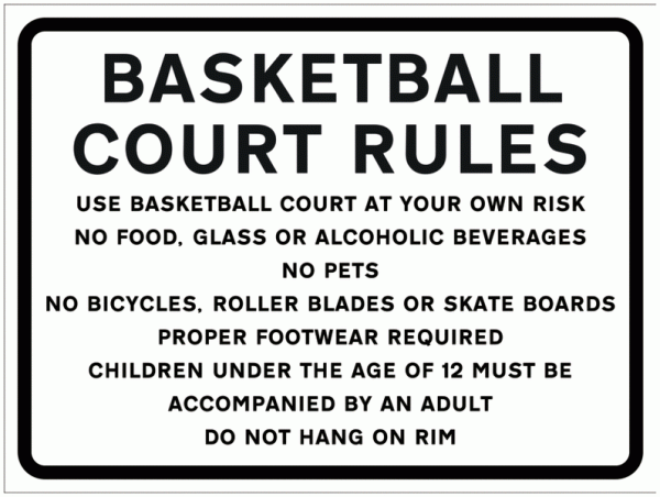Basketball Court Rules Sign