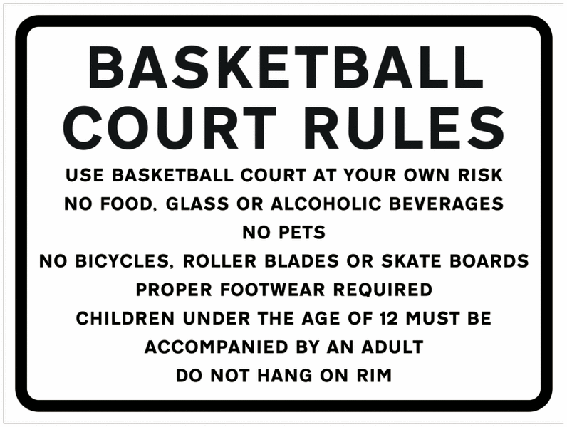 Basketball Court Rules Sign