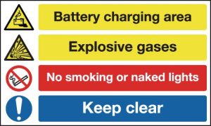 Battery Charging Area/Explosive Gases… Signs