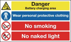 Battery/PPE/No Smoking Multi-Message Signs