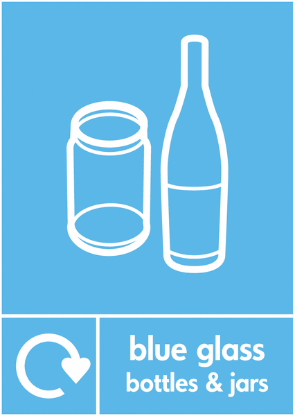 Blue Glass – WRAP Glass Waste Recycling Signs