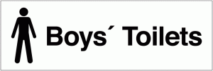 Boy’s Toilets Washroom Landscape White/Black Single Sign