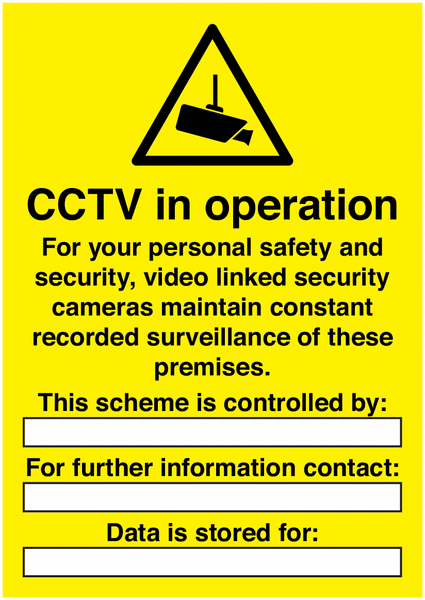 CCTV In Operation For Personal Safety Window Signs