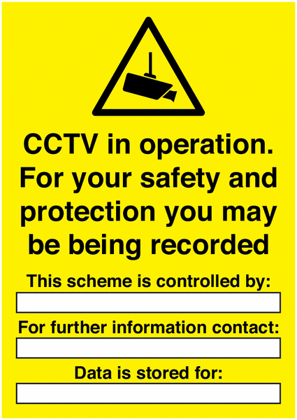 CCTV In Operation For Your Safety Window Signs
