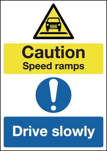 Caution Speed Ramps Drive Slowly Signs