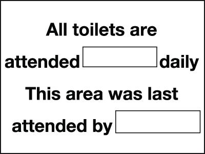 Daily Washroom Cleaning Inspection Information Signs