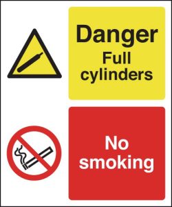 Danger Full Cylinders No Smoking Multi-Message Signs