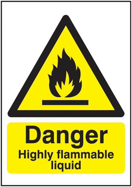 Danger Highly Flammable Liquid Hazard Signs - Single