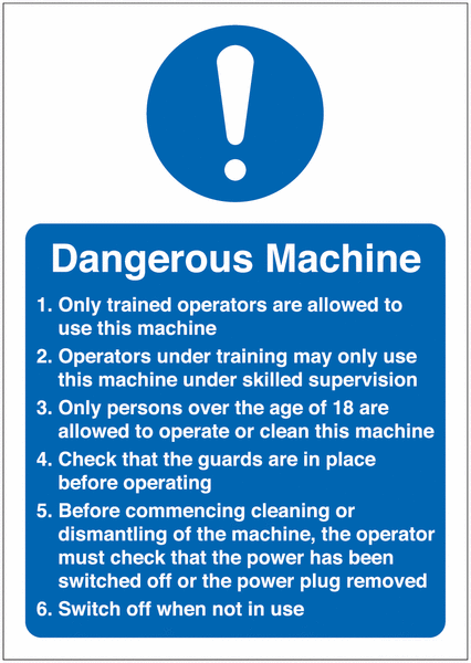 Dangerous Machine Sign (With Symbol)