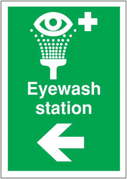 Directional First Aid Signs - Eye Wash Arrow Left