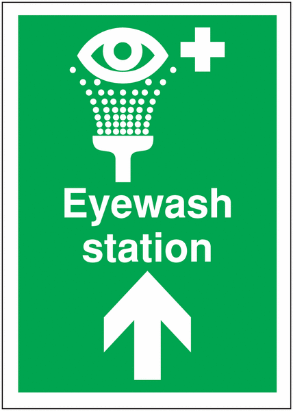 Directional First Aid Signs – Eye Wash Arrow Up