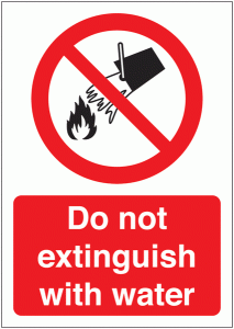 Do Not Extinguish With Water Sign
