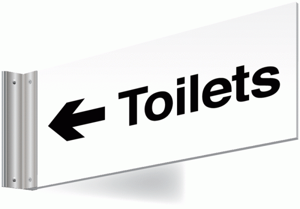 Double-Sided Directional Toilet Washroom Signs