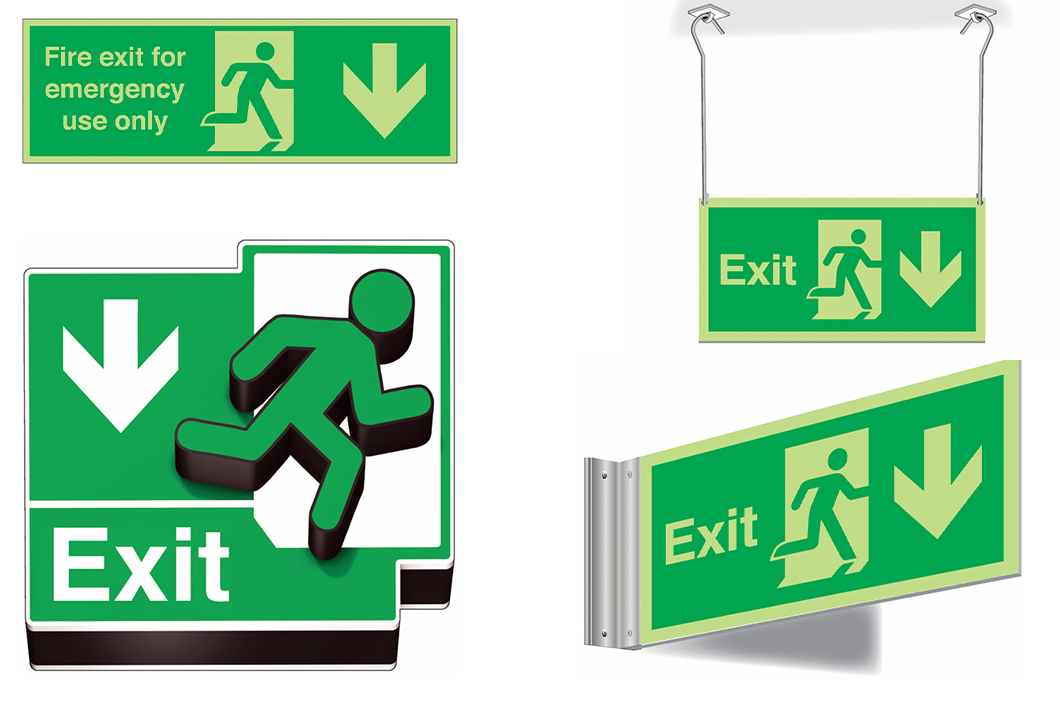 Fire Exit Down Signs