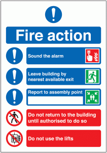 Fire Action Sign (with symbols)
