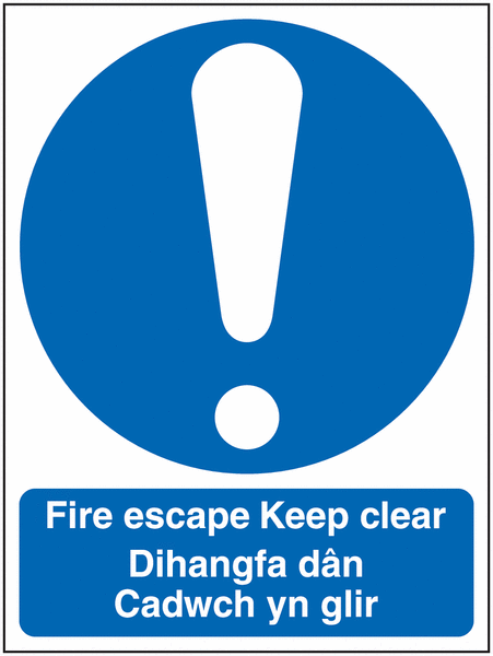 Fire Escape Keep Clear Multi-Language Signs