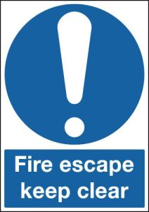 Fire Escape Keep Clear (Symbol) Signs