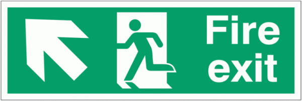 Fire Exit Running Man & Arrow Left Diagonal Up Signs
