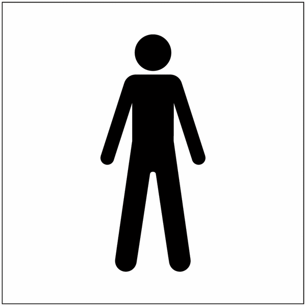 Gentlemen Symbol Washroom White/Black Single Square Sign