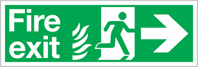 HTM65 Fire Exit NHS Signs – Running Man & Arrow Right