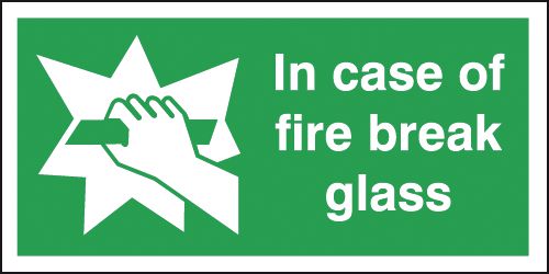 In Case Of Fire Break Glass Signs