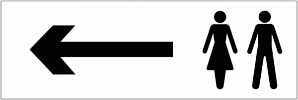 Male/Female Arrow Left Toilets Washroom Rectangle Sign