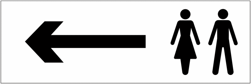Male/Female Arrow Left Toilets Washroom Rectangle Sign