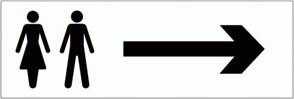 Male/Female Arrow Right Toilets Washroom Rectangle Sign