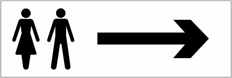 Male/Female Arrow Right Toilets Washroom Rectangle Sign