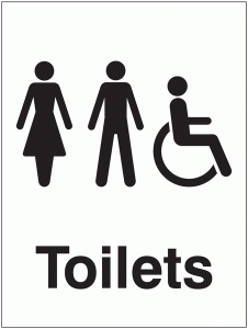 Male, Female and Disabled Toilets Washroom Sign – Single