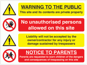 Multi-Message Signs Private Property/No Unauthorised…